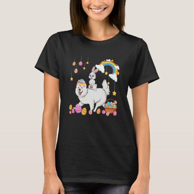 Camiseta Bunny Riding Samoyed Easter Day Costume Owner Hunt (Frente)