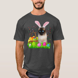Camiseta Bunny Siamese Cat Funny Páscoa Siamese Cat Lover