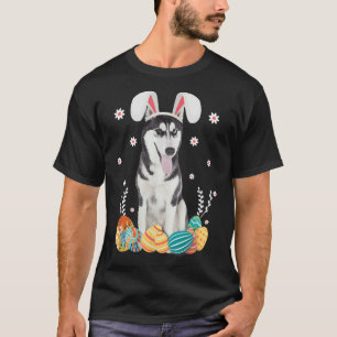 Camiseta Bunny Siberian Husky Dog Dia do Felz pascoa Ovo Hu