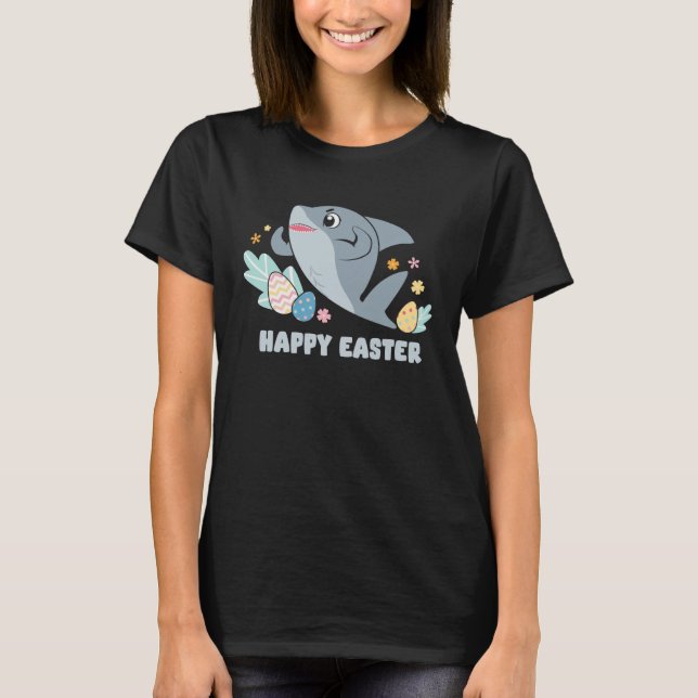 Camiseta Bunny Spring Hunt Eggs cute shark Happy Easter Day (Frente)