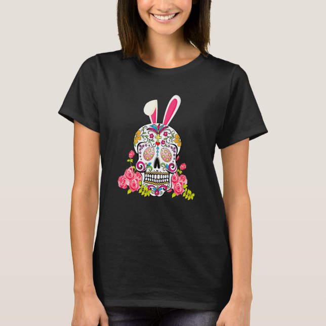 Camiseta Bunny Sugar Skull Felz pascoa Correspondente à Sk  (Frente)