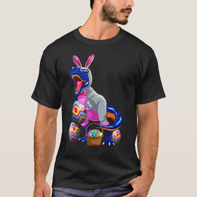Camiseta Bunny T Rex Em Ovos De Páscoa, Dia De Páscoa Bonit (Frente)