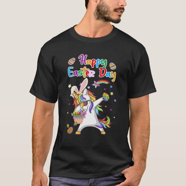 Camiseta Bunny Unicorn Dabbing Egg Hunt Day Gi (Frente)