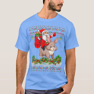 Camiseta Bunny Xmas Pajamas Ugly Papais noeis Andando Bunny