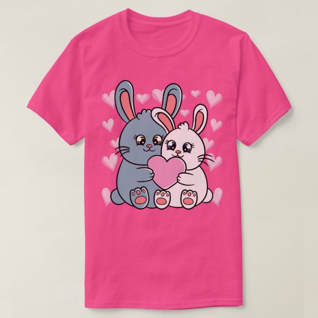 Camiseta Bunnys Casais do Coelho dia de os namorados (Frente do Design)