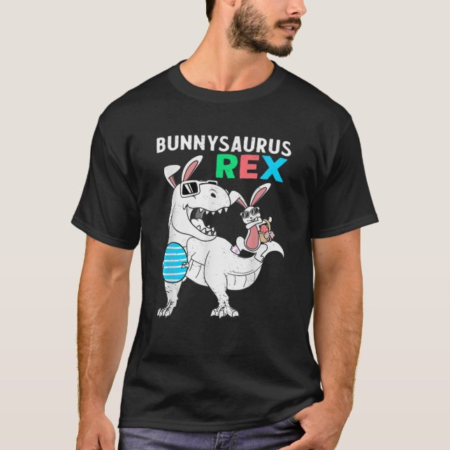 Camiseta Bunnysaurus Easter Bunny Riding Dinosaur T Rex Egg (Frente)
