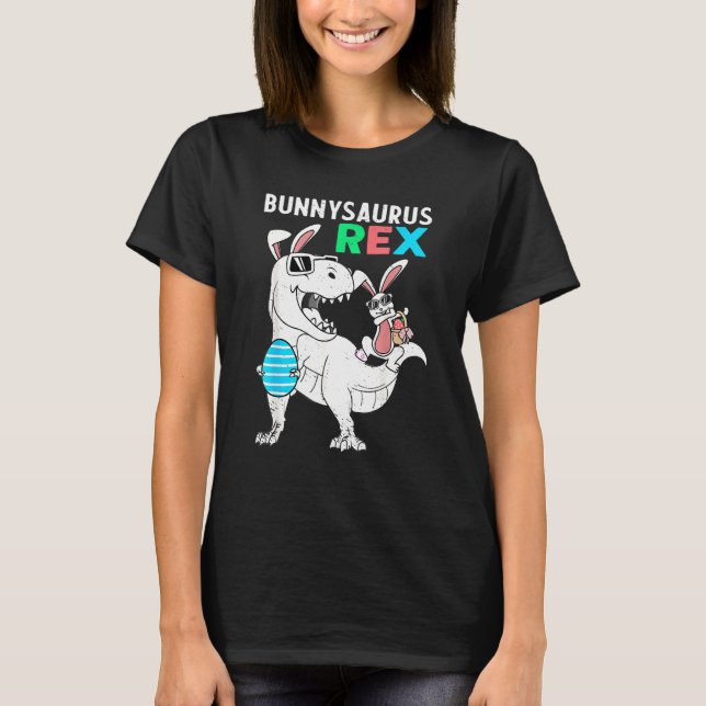 Camiseta Bunnysaurus Easter Bunny Riding Dinosaur T Rex Egg (Frente)