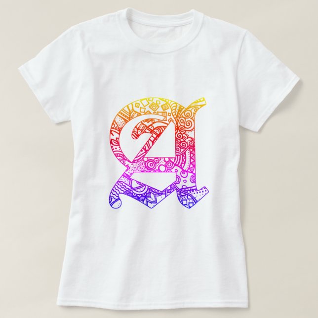 Camiseta Bunte Buchstabe "A" im gotischen Stil (Frente do Design)
