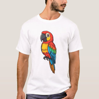 Camiseta Bunter Ara-Papagei Im Cartoon-Stil