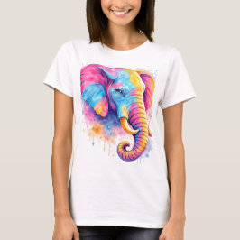 Camiseta Bunter Regenbogen Elefant Aquarell