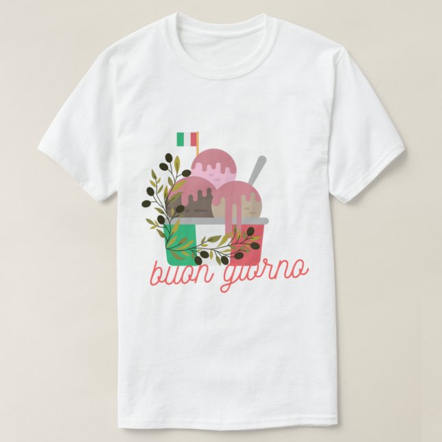 Camiseta Buon giorno italiano bom dia, frases italianas. (Frente do Design)