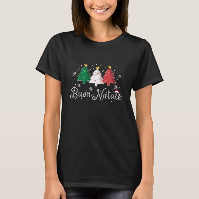Camiseta Buon Natale Árvore de Natal Italiana (Frente)