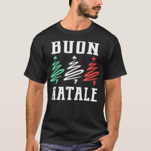 Camiseta Buon Natale Feliz Natal Árvores de Bandeiras Itali