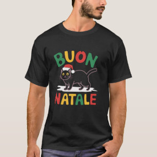 Camiseta Buon Natale Havana Brown Cat Papais noeis na Itáli