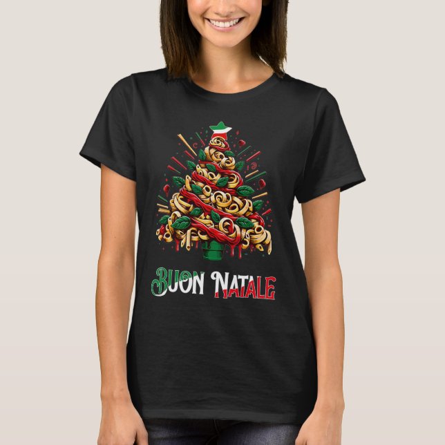Camiseta Buon natale italian macarrão natale no Natal (Frente)