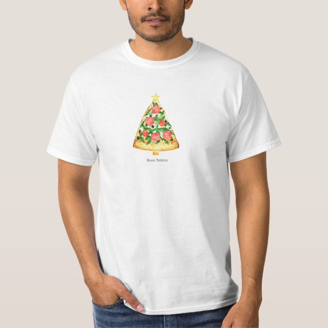 Camiseta Buon Natale Italiana Felry Christmas Pizza Slice (Frente)