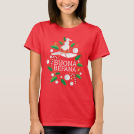 Camiseta Buona Befana Bruxa de Natal Italiana, branca