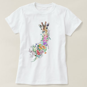 Camiseta Buquê Colorida Flores Girafa T-Shirt Primavera