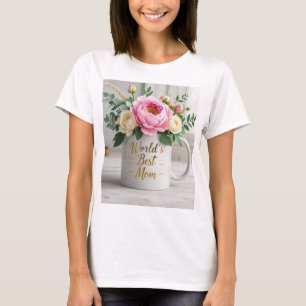 Camiseta Buquê de aquarela flexível (pénicas, rosas)