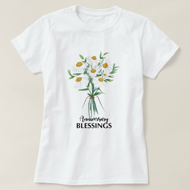 Camiseta Buquê de Bênçãos de Aniversário do Casamento de Da (Frente do Design)
