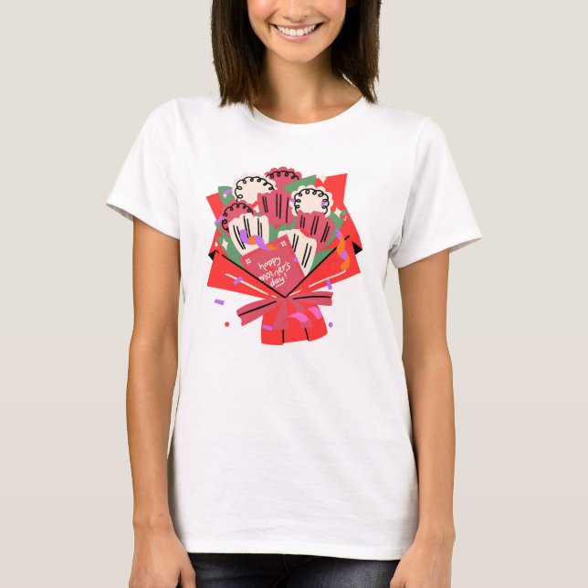 Camiseta Buquê de Dia de as mães feliz (Frente)