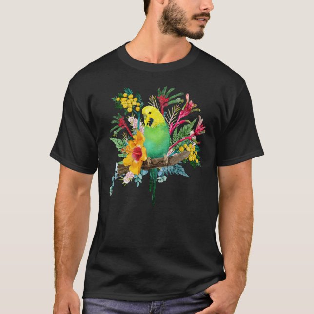 Camiseta Buquê de flor selvagem bugerigar australiano (Frente)