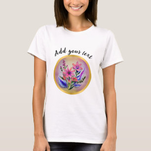Camiseta Buquê de Flores Aquarela, Fundo Colorido
