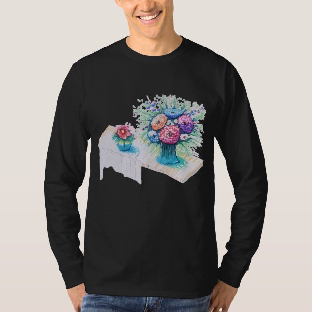 Camiseta Buquê de flores colorido e vibrante. (Frente)