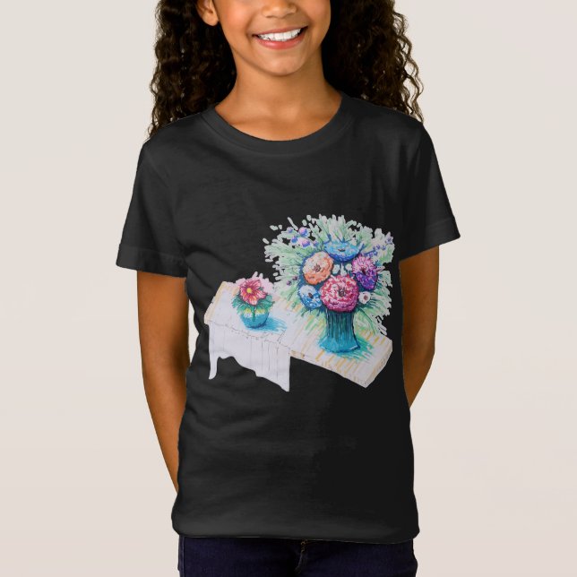 Camiseta Buquê de flores colorido e vibrante. (Frente)