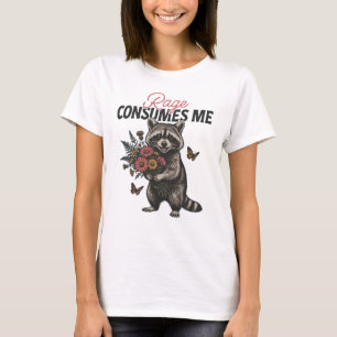 Camiseta Buquê de Flores de Guaxinim Me Consome a Raiva