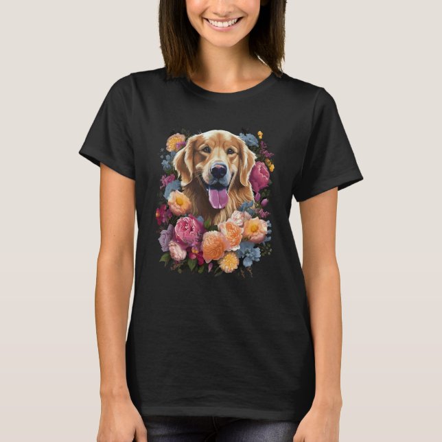 Camiseta Buquê de Flores do Golden Retriever (Frente)