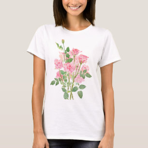 Camiseta buquê de rosa rosa pintado à mão
