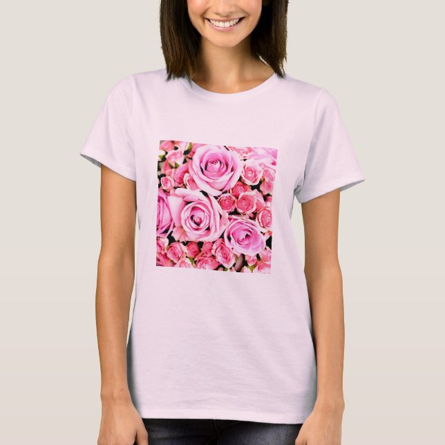 Camiseta Buquê de rosas rosa (Frente)