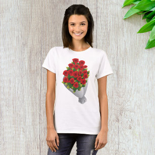 Camiseta Buquê De Rosas Vermelhas