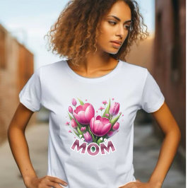 Camiseta Buquê de Tulipas Rosa - MOM