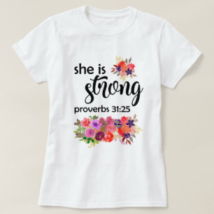 Camiseta Buquê Floral Colorida Ela É Forte