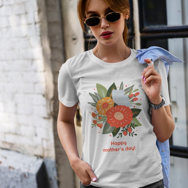 Camiseta Buquê floral de dia de as mães feliz (Criador carregado)