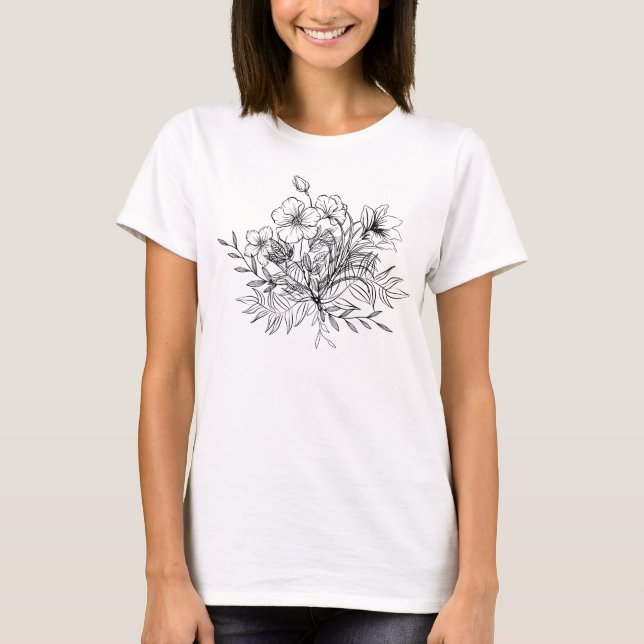 Camiseta Buquê Floral Minimalista (Frente)
