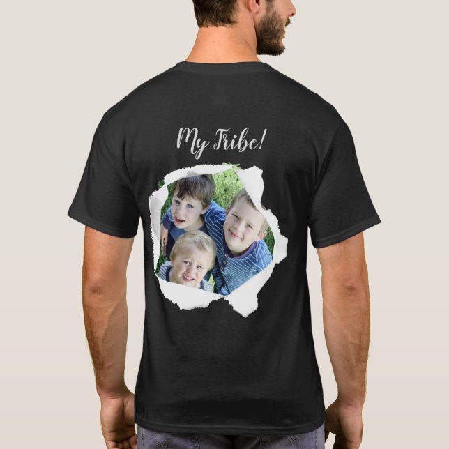 Camiseta Buraco de Papel Adicionar Sua Foto Personalizada (Verso)