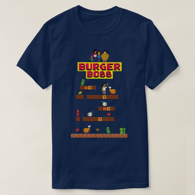 Camiseta Burger Boss pixel art (Frente do Design)