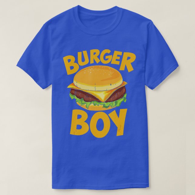 Camiseta Burger Boy ama Cheeseburger e Hamburger (Frente do Design)