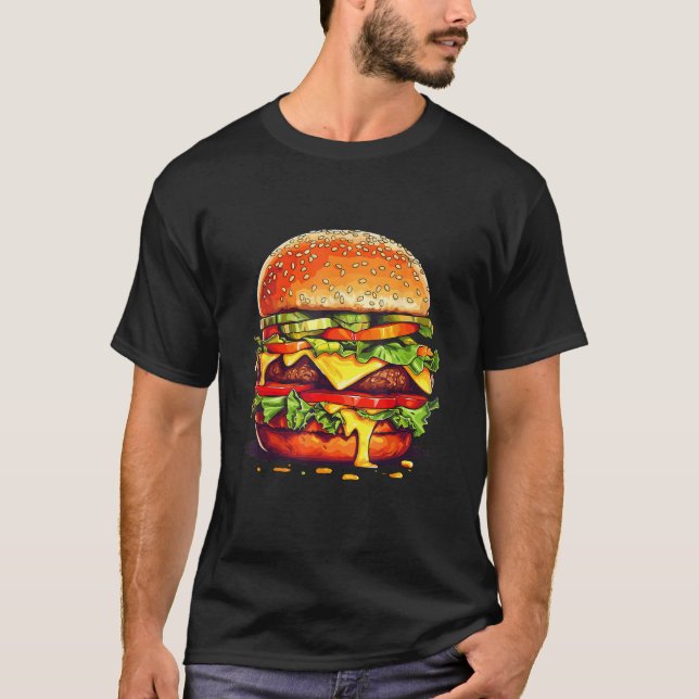 Camiseta Burger Cheeseburger Hamburger Comida Rápida Burger (Frente)