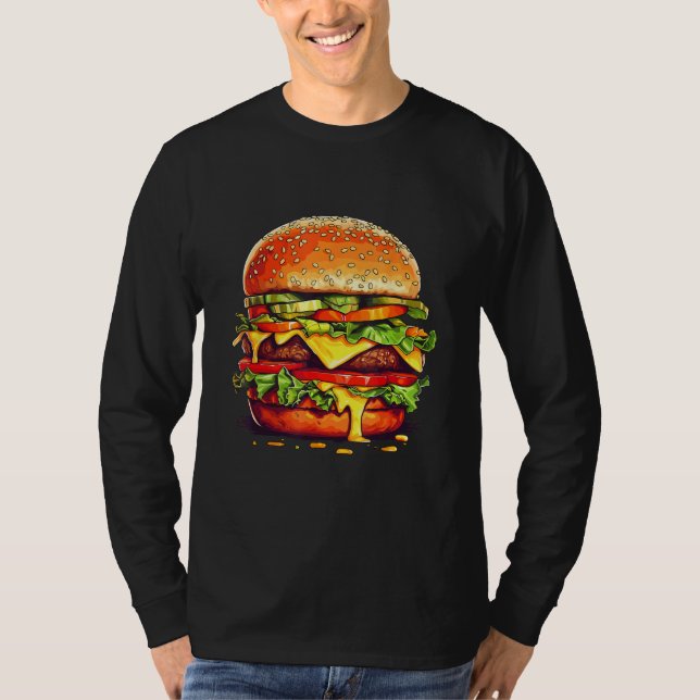 Camiseta Burger Cheeseburger Hamburger Fast Food Burger Mot (Frente)