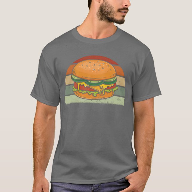 Camiseta Burger Cheeseburger Hamburger Fast Food Retro vint (Frente)