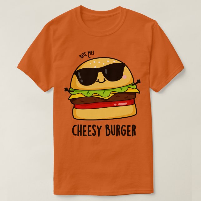 Camiseta Burger Cheesy Engraçado Comida 1 (Frente do Design)