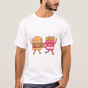 Camiseta Burger Cute E Fries Que Ligam Besties De Braços