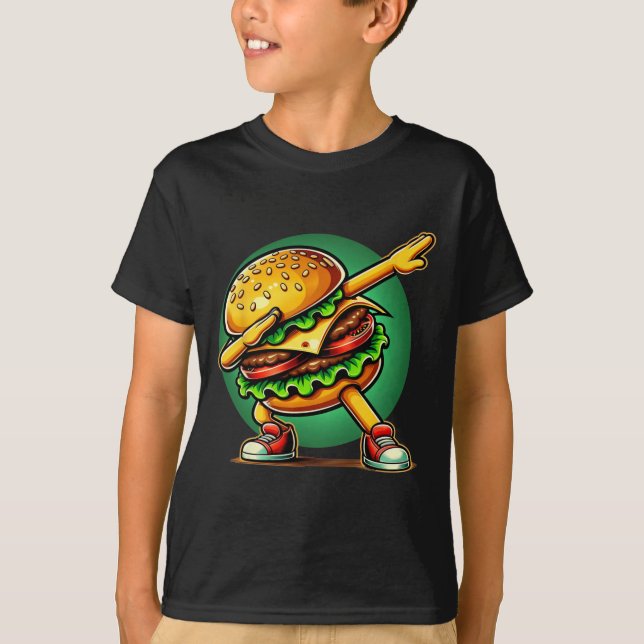 Camiseta Burger Dabbing Dancing Funny Burger Comida Hamburg (Frente)