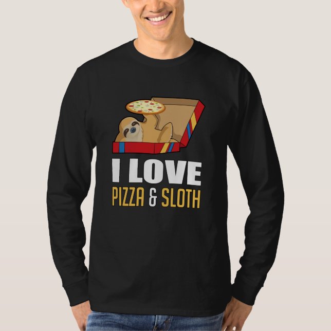 Camiseta Burger de Comida rápida Sloth Engraçada Pizza Coma (Frente)