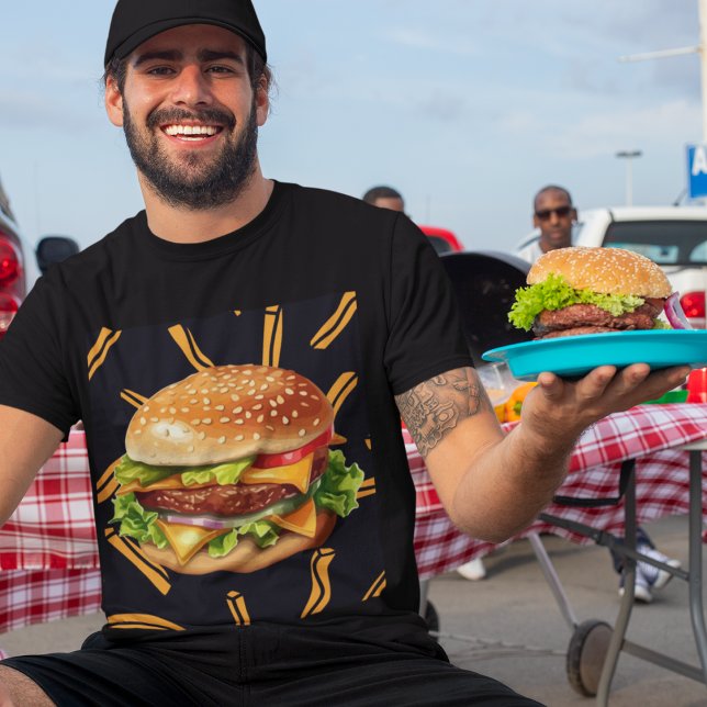 Camiseta Burger de Queijo e Fritas Francesas Comida Humor M (Criador carregado)