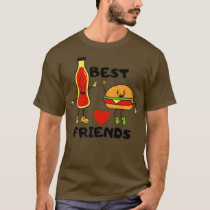 Camiseta Burger e Bebida de Animação Bonita dos Melhores Am
